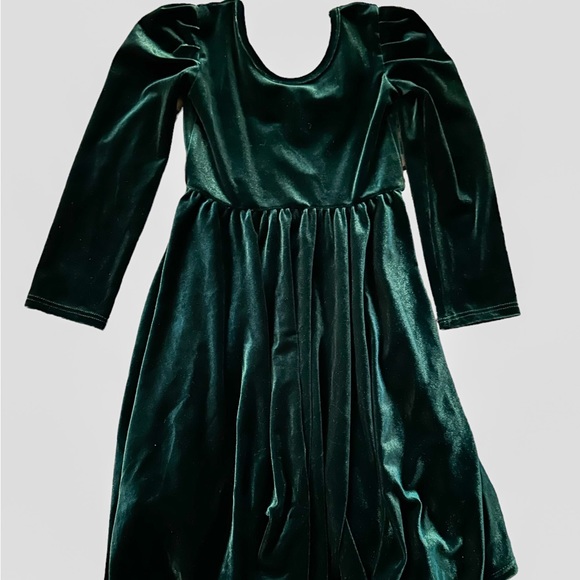 Worthy Threads Holiday Twirly Dress In Emerald Green Stretchy Velvet - Picture 1 of 3